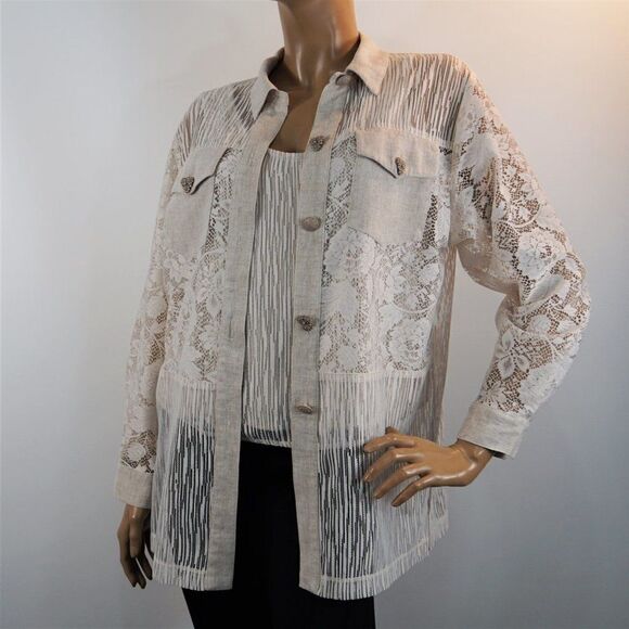 Vintage 90s Saint Germain 2 Pc Set Blouse Tank Twinset Set Womens Sz PL - Picture 2 of 10